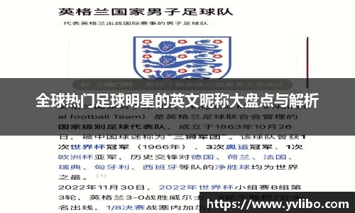 全球热门足球明星的英文昵称大盘点与解析